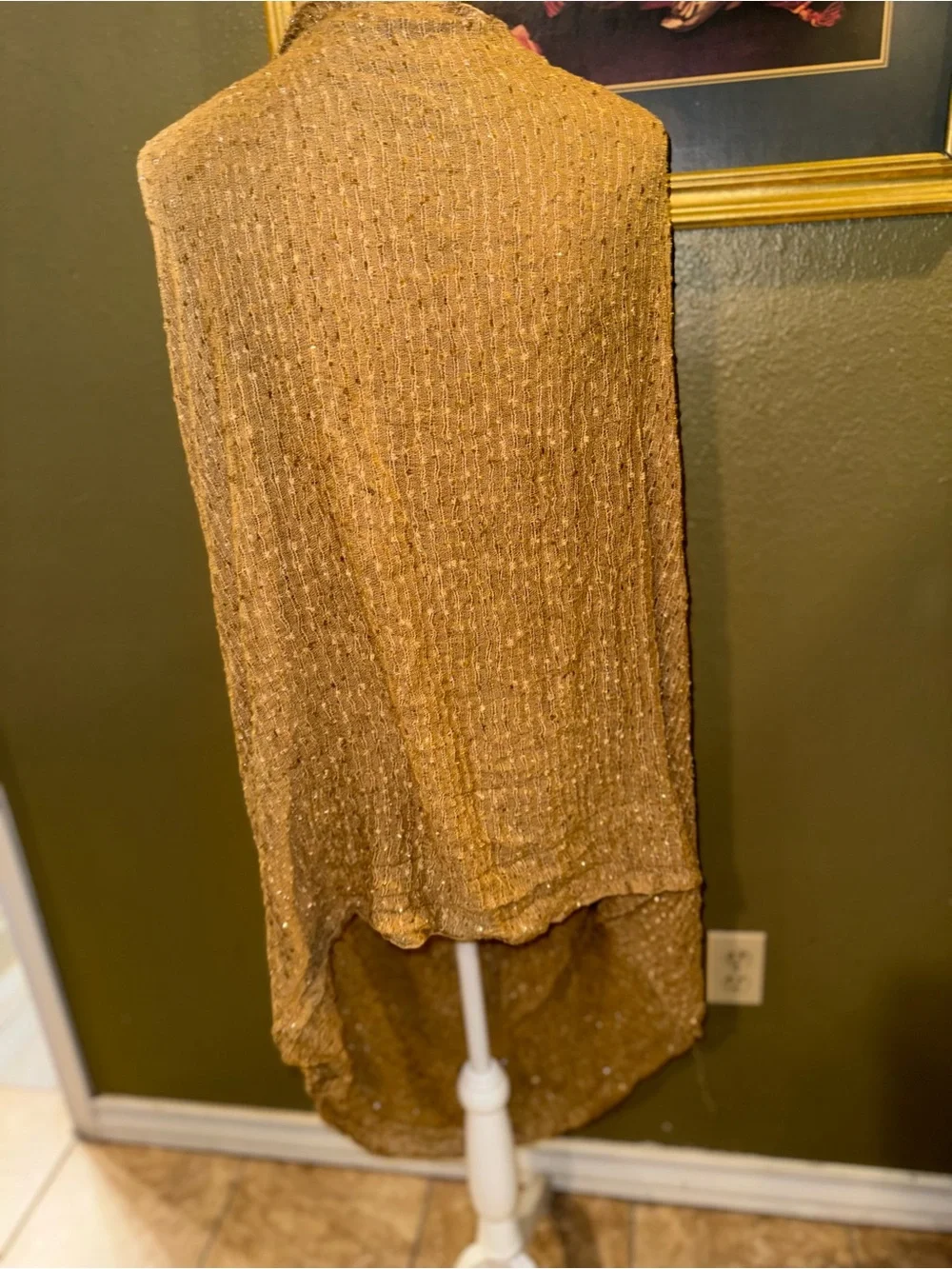 Shimmery Gold Knit Infinity Scarf